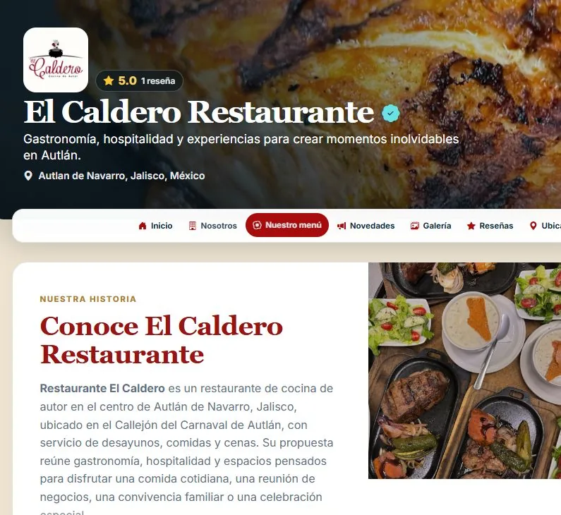Menú real de El Caldero Restaurante
