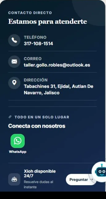 Contacto real del taller Goyo Robles