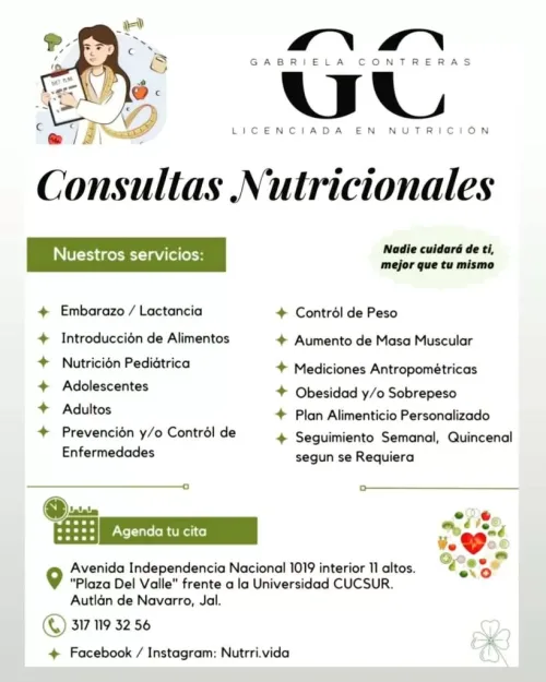 Licenciada en Nutrición Gabriela Contreras Rancurello